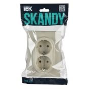 Штепсельная розетка встраиваемая двойная IEK SKANDY 16А SK-R21-16-K10-F SK-R08B без з/к без шторк в сборе арктический бежевый