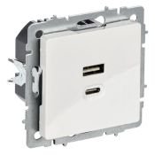 Розетка встраиваемая USB IEK BRITE A+C 45Вт BR-U22-045-K01 РЮ11-2-БрБ белый Розетка встраиваемая USB IEK BRITE A+C 45Вт BR-U22-045-K01 РЮ11-2-БрБ белый