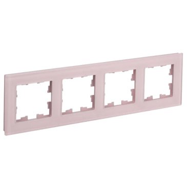 Рамка стеклянная 4 поста IEK BRITE BR-M42-G-31-K14 РУ-4-2-Бр розовый матовый