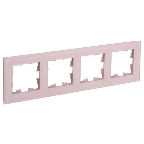 Рамка стеклянная 4 поста IEK BRITE BR-M42-G-31-K14 РУ-4-2-Бр розовый матовый