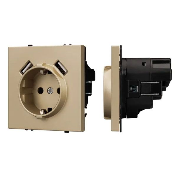 Штепсельная розетка встраиваемая Arlight SCT-NOBE-MUAA-SFPL-GD 16А 054290 с/з и USB тип A+A золото