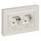 Штепсельная розетка встраиваемая двойная IEK BRITE 16А BR-R27-16-K36-F РСПл12-3-БрЖ с з/к без з/ш в сборе плоская жемчуг