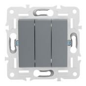 Выключатель встраиваемый трехклавишный IEK SKANDY SK-V30-0-10-K03 SK-V11Gr серый