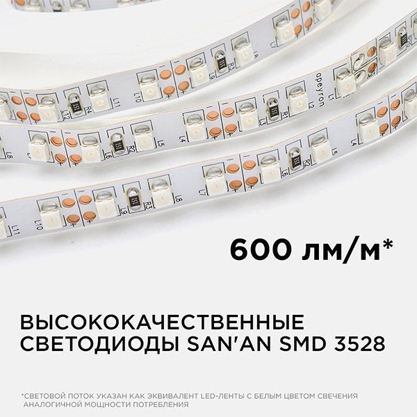 Светодиодная лента Зеленый 3528 12V  9.6W/m 120Led/метр 00-19 Стандарт 8мм Светодиодная лента Зеленый 3528 12V  9.6W/m 120Led/метр 00-19 Стандарт 8мм