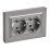 Штепсельная розетка встраиваемая двойная IEK BRITE 16А BR-R28-16-K46-F РСшПл12-3-БрС с з/к и шторками в сборе плоская сталь