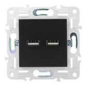 Розетка встраиваемая USB IEK SKANDY A+A 3,1А SK-U21-D31-K02 SK-R15Bl черный