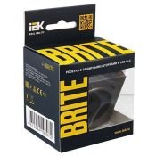 Штепсельная розетка встраиваемая IEK BRITE 16А BR-R14-16-U22-018-K45 РЮш11-1-БрТБ с з/к и шторками с USB A+C 18Вт бронза