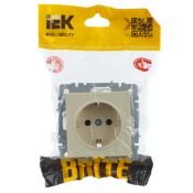 Штепсельная розетка встраиваемая IEK BRITE 16А BR-R11-16-K10 РС11-1-0-БрКр с з/к без з/ш бежевый