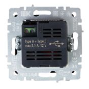 Розетка встраиваемая USB IEK BRITE A+C 18Вт BR-U22-018-K35 РЮ11-1-БрМ маренго