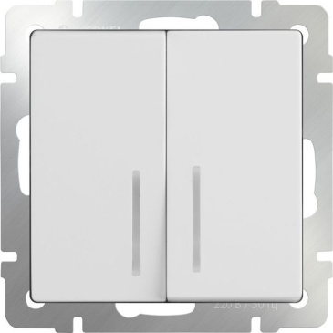 Выключатель встраиваемый двухклавишный с подсветкой  WERKEL WL01-SW-2G-LED / W1120101  белый