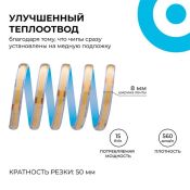 Светодиодная лента Белый теплый COB 24V 15W/m 560Led/метр герм трубка 00-489 PRO 8мм IP65