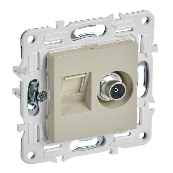 Розетка встраиваемая комбинированная IEK SKANDY SK-AK20-2-K10 SK-A15B TV+RJ45 кат.6 бежевый