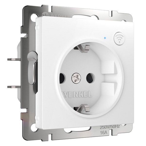 Штепсельная розетка встраиваемая WERKEL 16A 250V W1171601 с WIFI с/з с защитными шторками белый