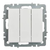 Выключатель встраиваемый трехклавишный IEK BRITE BR-V30-0-10-K01 ВС10-3-0-БрБ белый