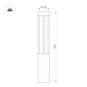 светильник 20W MIX 047685 LGD-CASTELLO-BOLL-H1000 Warm3500-MIX 80 deg 220V IP65 прямоугольный стационарный серый