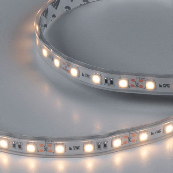 Светодиодная лента Белый теплый 5050 12V 14.4W/m 60Led/метр герм (трубка) 00-00014783 SWG560-12-14.4-WW-66-M IP66