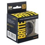 Штепсельная розетка встраиваемая IEK BRITE 16А BR-R14-16-U21-D31-K37 РЮш10-2-БрШ с з/к и шторками с USB A+A 3,1А шампань