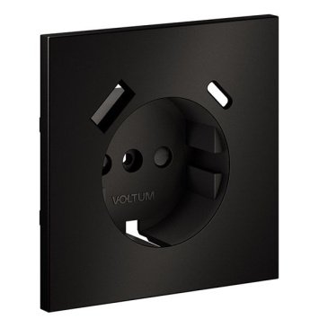 Накладка для розетки с заземлением и защитными шторками с USB A+C S70 Metal антрацит