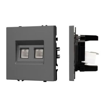 Розетка встраиваемая компьютерная двойная RJ45 кат.6 Arlight 054315 SCT-NOBE-MPC2-SFPL-GR серый