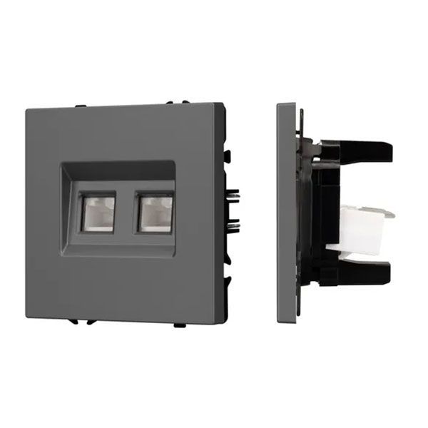 Розетка встраиваемая компьютерная двойная RJ45 кат.6 Arlight 054315 SCT-NOBE-MPC2-SFPL-GR серый