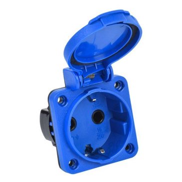 Розетка панельная SCHUKO РП12-3 с крышкой PSN71-016-3-2-54-K07 IP54 синий MAGNUM IEK