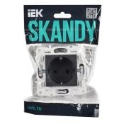 Штепсельная розетка встраиваемая IEK SKANDY 16А SK-R14-16-1-K53 SK-R06G с з/к и шторками безвинтовое крепление графит