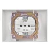 Штепсельная розетка встраиваемая двойная IEK SKANDY 10А SK-R23-10-K01-F SK-R09W без з/к с з/ш в сборе арктический белый