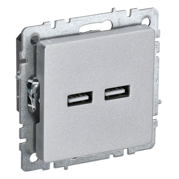 Розетка встраиваемая USB IEK BRITE A+A 3,1А BR-U21-D31-K47 РЮ10-1-БрА алюминий