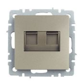 Розетка встраиваемая компьютерная двойная IEK BRITE BR-K20-1-K37 РК10-2-БрШ RJ45 кат.5E шампань