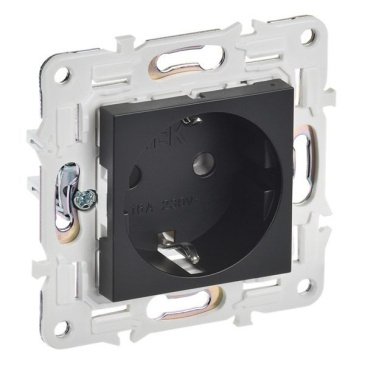 Штепсельная розетка встраиваемая IEK SKANDY 16А SK-R11-16-K02 SK-R05Bl с з/к без з/ш черный