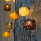 гирлянда НИТЬ Белый теплый с насадками «Клубки кремовые» прозрачная нить, 20 LED, 5м IP20  220 В