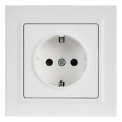 Штепсельная розетка встраиваемая IEK BRITE 16А BR-R14-16-K91-F РСР14-1-0-БрАБ с з/к и шторками в сборе арктический белый