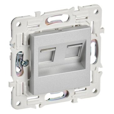 Розетка встраиваемая компьютерная двойная IEK SKANDY SK-K20-1-K23 SK-K03S RJ45 кат.5E серебряный