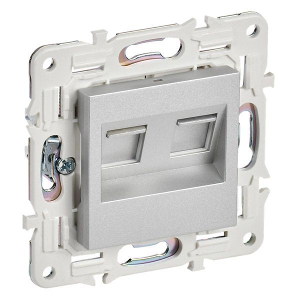 Розетка встраиваемая компьютерная двойная IEK SKANDY SK-K20-1-K23 SK-K03S RJ45 кат.5E серебряный