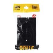 Штепсельная розетка встраиваемая двойная IEK BRITE 16А BR-R24-16-K02-F РСш12-3-БрЧ с з/к и шторками в сборе черный