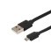 Кабель штекер USB A - штекер microUSB черный  1.0М 2.4А