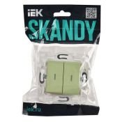 Выключатель встраиваемый двухклавишный проходной с подсветкой IEK SKANDY SK-V22-1-10-K06 SK-V10G мятный