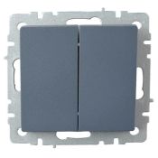Выключатель встраиваемый двухклавишный проходной IEK BRITE BR-V22-0-10-K35 ВС10-2-6-БрМ маренго