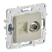 Розетка встраиваемая комбинированная IEK SKANDY SK-AK20-1-K10 SK-A14B TV+RJ45 кат.5E бежевый