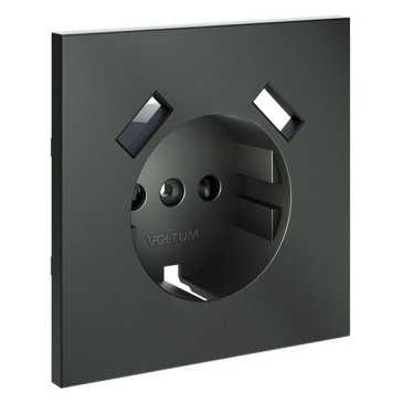Накладка для розетки с заземлением и защитными шторками с USB A+A S70 титан