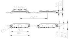 Светодиодный модуль герм. 3led Белый холодный 2835smd 12V линейный с линзой ELF VIVO+ III PRO 2835W