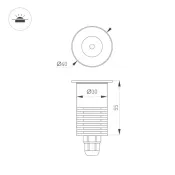 светильник    3W Белый теплый 048820 ART-GROUND-R40-3W 24V IP67 круглый встраиваемый серебристый