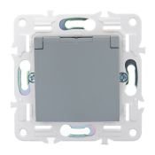 Штепсельная розетка встраиваемая IEK SKANDY 16А SK-R16-16-44-K03 SK-R11Gr с з/к без з/ш и крышкой серый IP44