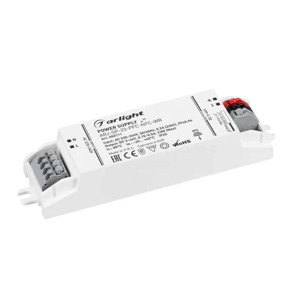 блок питания токовый (AC-DC)   150-500mA  23W 050111 ARJ-SP-23-PFC-NFC-WR пластик