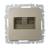 Розетка встраиваемая компьютерная двойная IEK BRITE BR-K20-2-K37 РК11-2-БрШ RJ45 кат.6 шампань