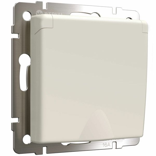 Штепсельная розетка встраиваемая WERKEL 16A 250V W1171262 с/з, шторками и защитной крышкой айвори матовый