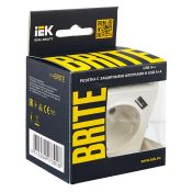 Штепсельная розетка встраиваемая IEK BRITE 16А BR-R14-16-U21-D31-K01 РЮш10-2-БрБ с з/к и шторками с USB A+A 3,1А белый