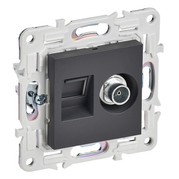 Розетка встраиваемая комбинированная IEK SKANDY SK-AK20-2-K48 SK-A15T TV+RJ45 кат.6 титан