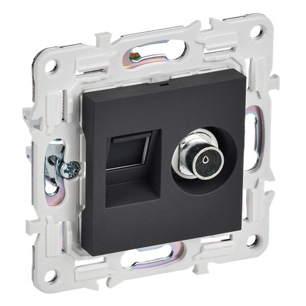 Розетка встраиваемая комбинированная IEK SKANDY SK-AK20-2-K53 SK-A15G TV+RJ45 кат.6 графит