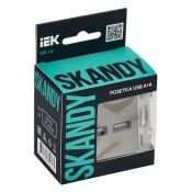 Розетка встраиваемая USB IEK SKANDY A+A 3,1А SK-U21-D31-K50 SK-R15N металл никель